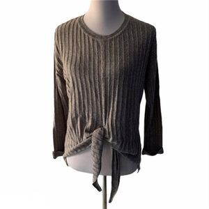 soho Jeans Grey Front Tie Sweater size S